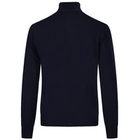 Merino Wool Zip Neck Sweater - Navy