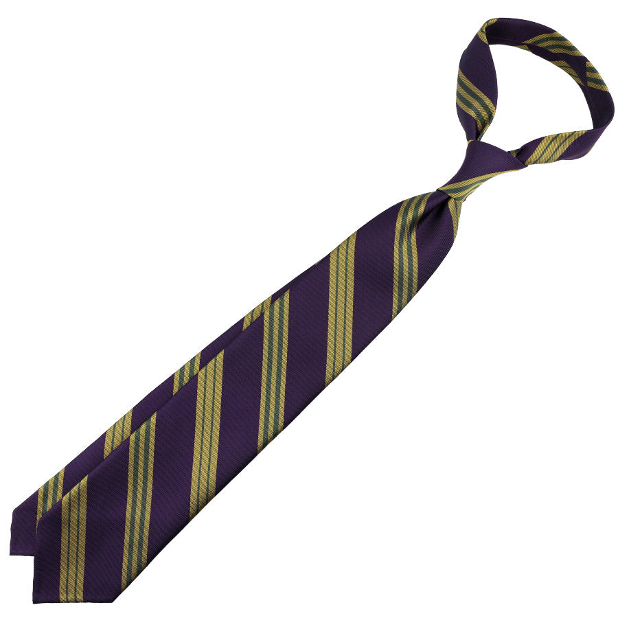 Japanese Repp Stripe Silk Tie - Purple / Yellow