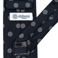 Shibumi-Flower Japanese Jacquard Silk Tie - Navy