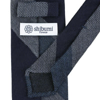 Striped Wool Tie - Navy / Denim / Grey - Hand-Rolled