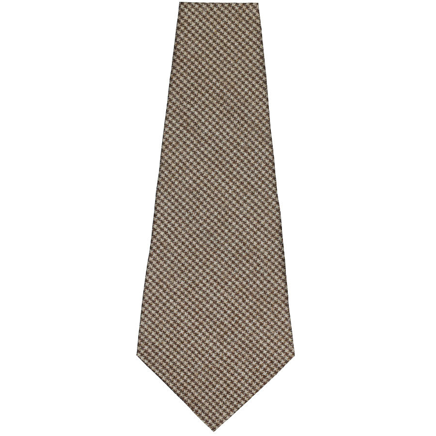 Vintage Houndstooth Bespoke Wool Tie - Beige