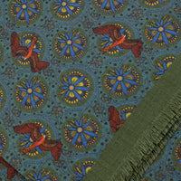 Animal Printed Wool / Silk Scarf - Green