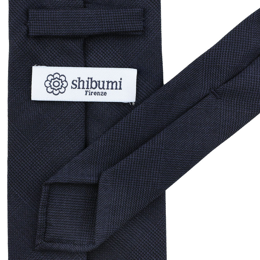 VBC Glencheck Wool Tie - Navy - Hand-Rolled