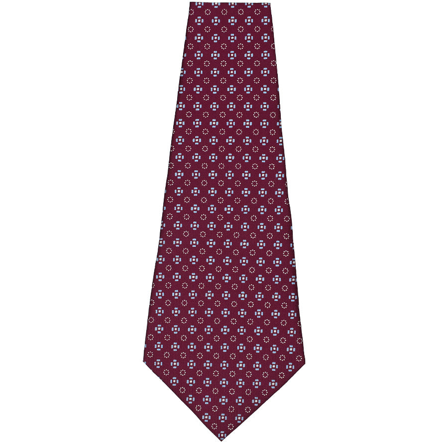 Floral Printed Silk Bespoke Tie - Berry