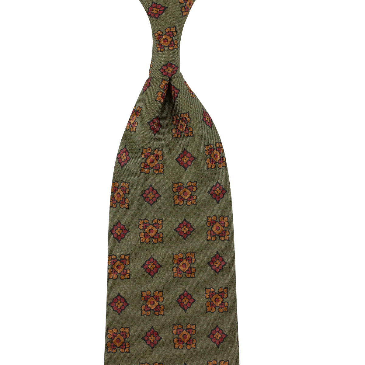 Copper Madder Silk Tie - Army - Hand-Rolled
