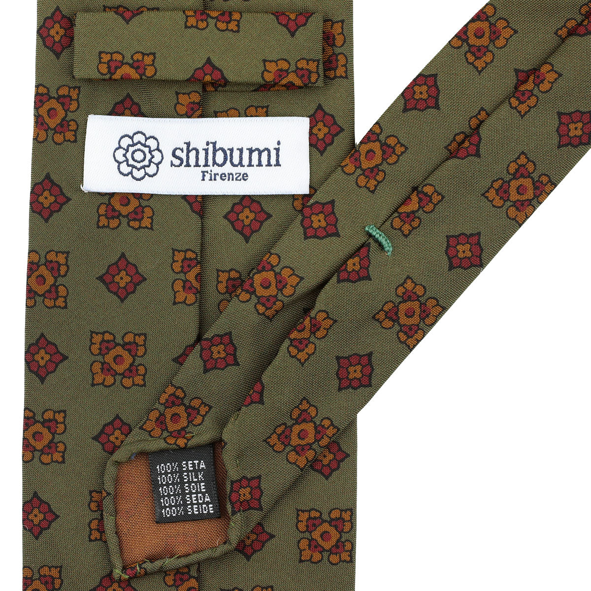 Copper Madder Silk Tie - Army - Hand-Rolled