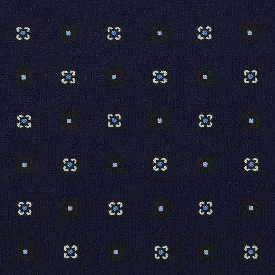 Floral Printed Silk Bespoke Tie - Midnight
