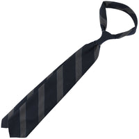 Mogador Striped Wool / Cotton Tie - Midnight - Hand-Rolled