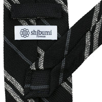 Striped Silk / Wool  Grenadine Tie - Black