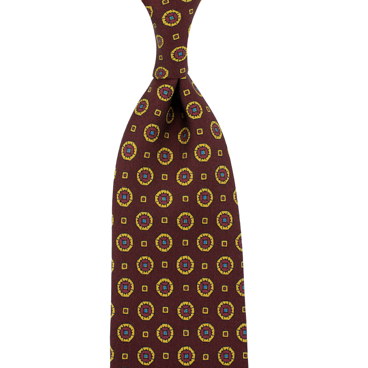 Floral Printed Silk Tie - Wine - Hand-Rolled