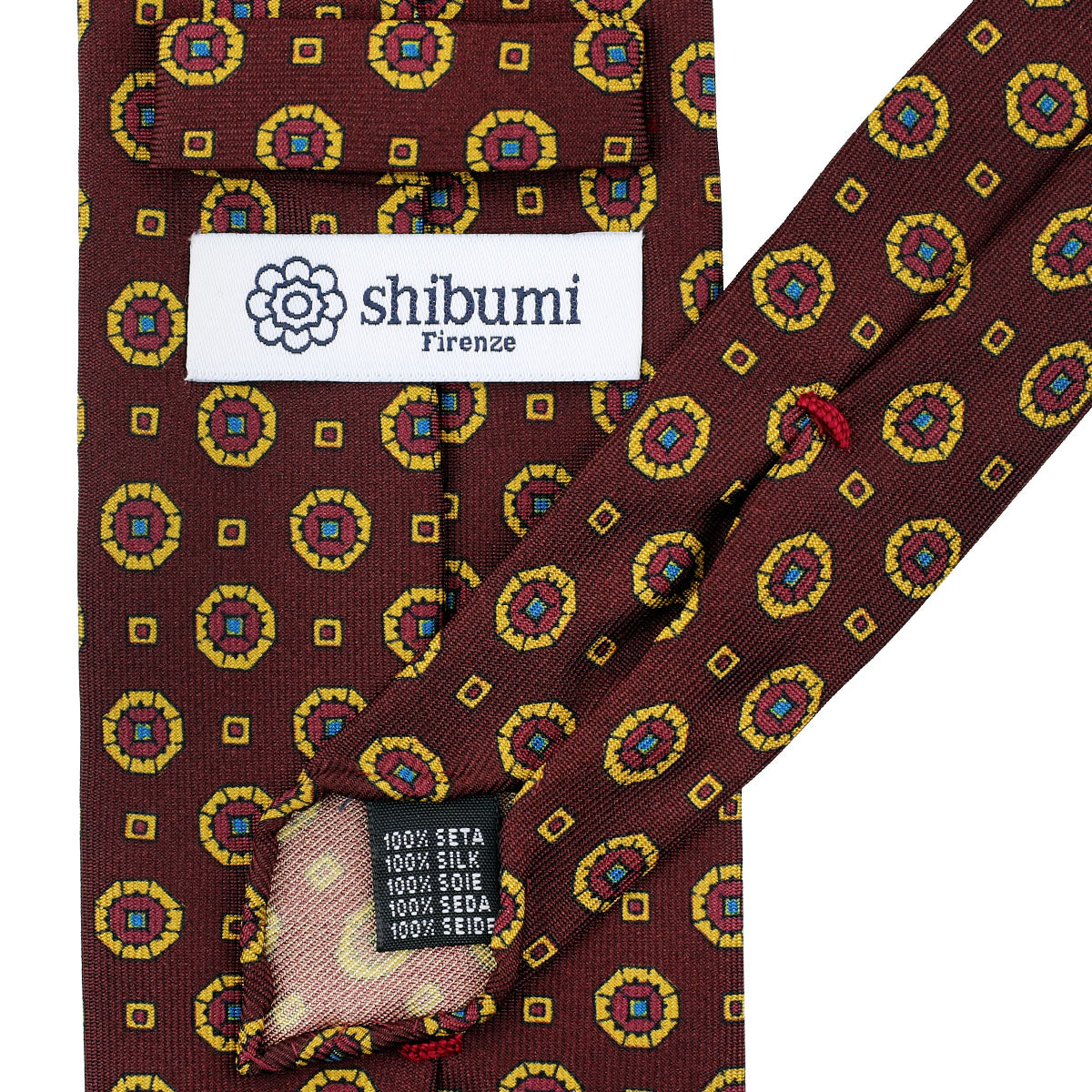 Floral Printed Silk Tie - Wine - Hand-Rolled