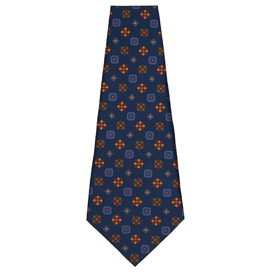 Ancient Madder Silk Bespoke Tie - Navy