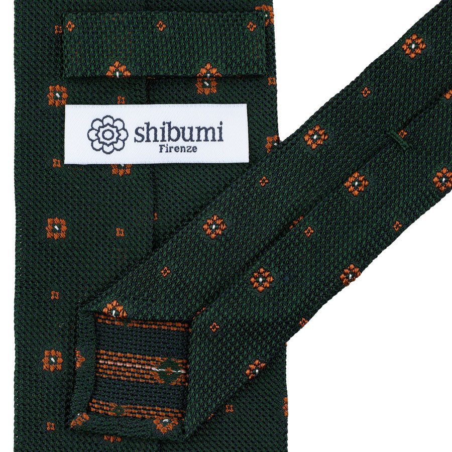 Floral Fina Grenadine Silk Tie - Forest - Hand-Rolled