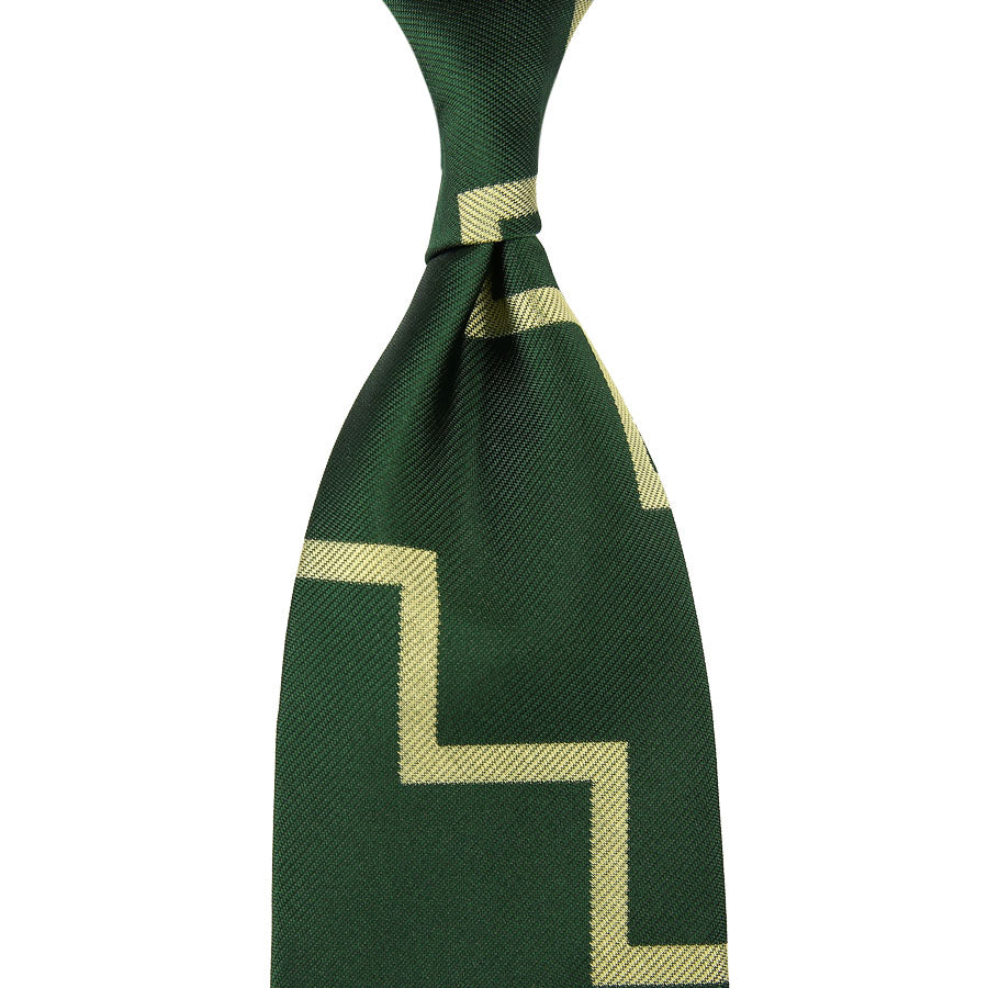 Artillery Repp Stripe Silk Tie - Forest - Hand-Rolled