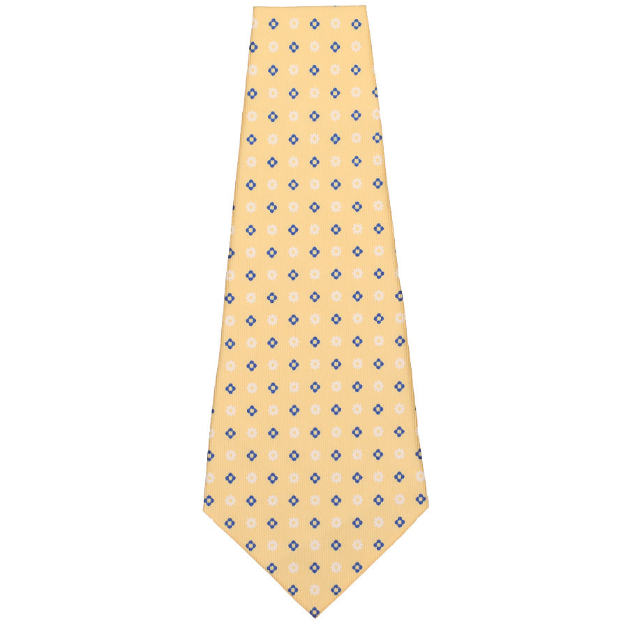 Floral Printed Silk Bespoke Tie - Pale Yellow