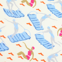 Beach Motif Wool / Silk Pocket Square - White - 40x40cm