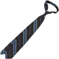 Striped Grenadine / Garza Grossa Silk Tie - Brown / Sky