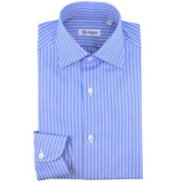 Poplin Semi Spread Shirt - Blue - Halo Stripe