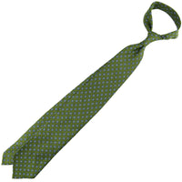 Shibumi-Flower Printed Linen Tie - Olive - Hand-Rolled