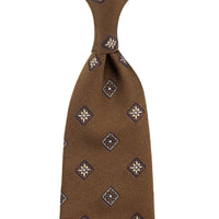 Floral Jacquard Silk Tie - Copper - Hand-Rolled