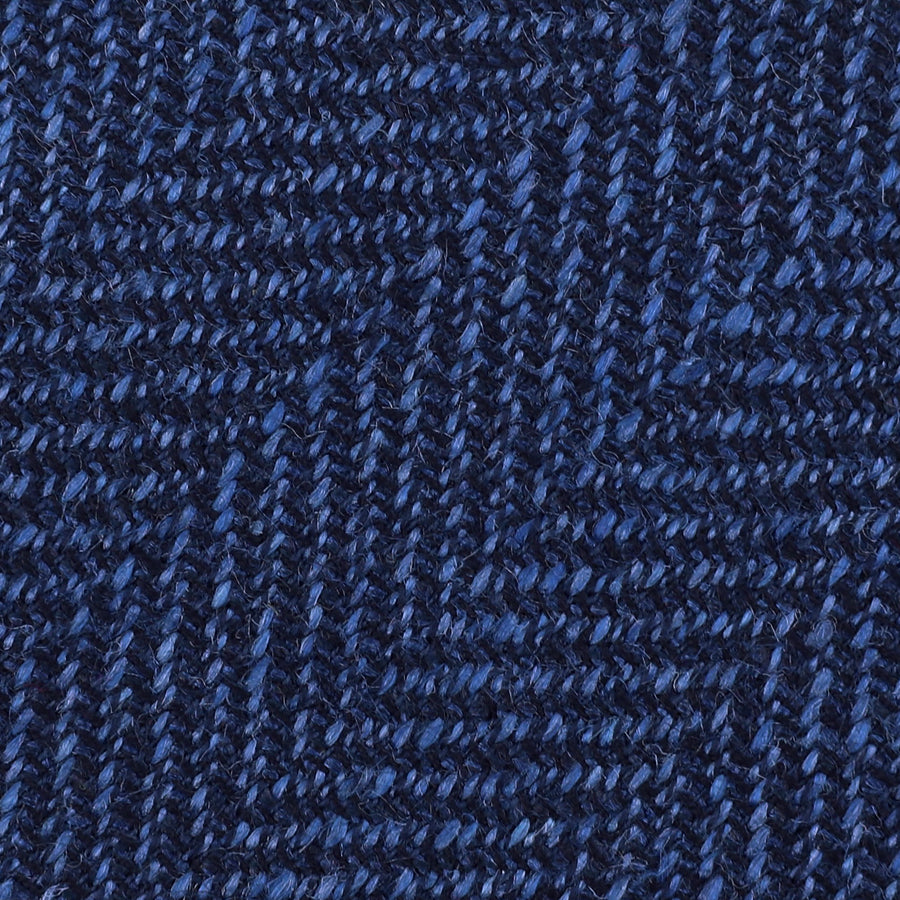Herringbone Bespoke Wool / Silk Tie - Navy
