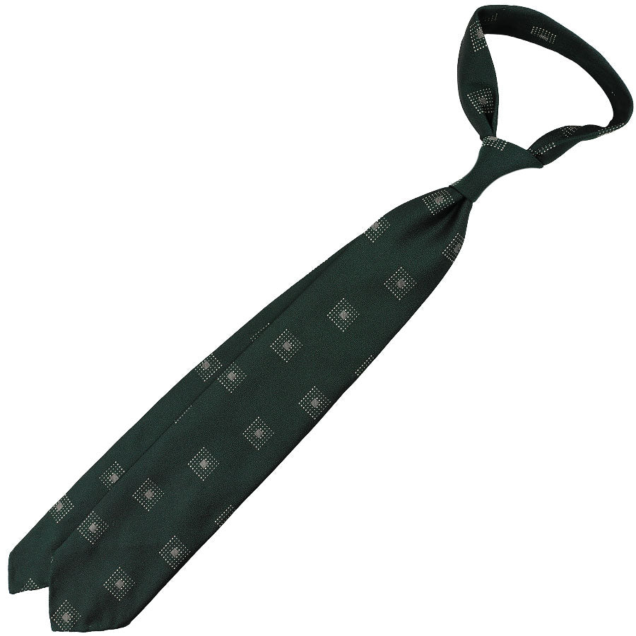 Geometrical Jacquard Silk Tie - Forest - Hand-Rolled