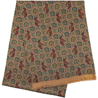 Animal Printed Wool / Silk Scarf - Beige