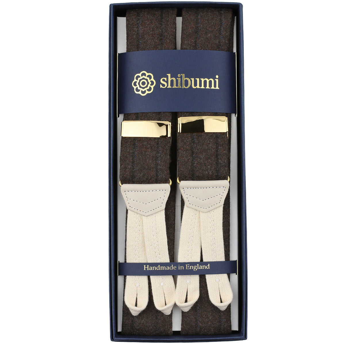 Striped Wool Braces - Chocolate
