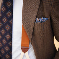 8 Bit Motif Silk Pocket Square - Grey / Brown - 40x40cm
