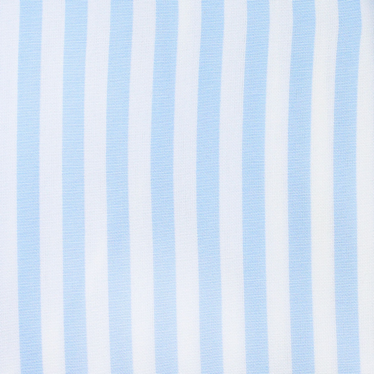 Poplin Semi Spread Shirt - White / Light Blue - Butcher Stripe
