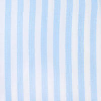 Poplin Semi Spread Shirt - White / Light Blue - Butcher Stripe