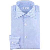 Poplin Semi Spread Shirt - White / Sky Blue - Halo Stripe