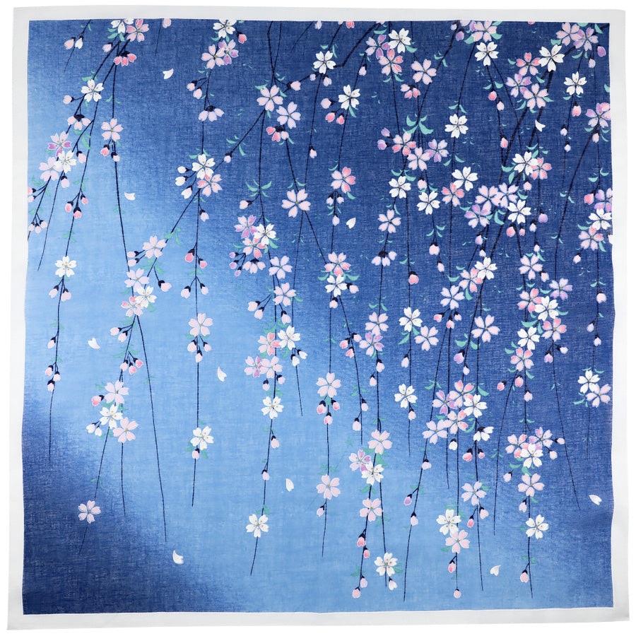 Kimono Motif Cotton Handkerchief - Blue