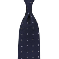 Geometrical Jacquard Silk Tie - Navy - Hand-Rolled