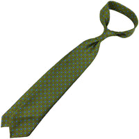 50oz Floral Printed Silk Tie - Olive - Hand-Rolled