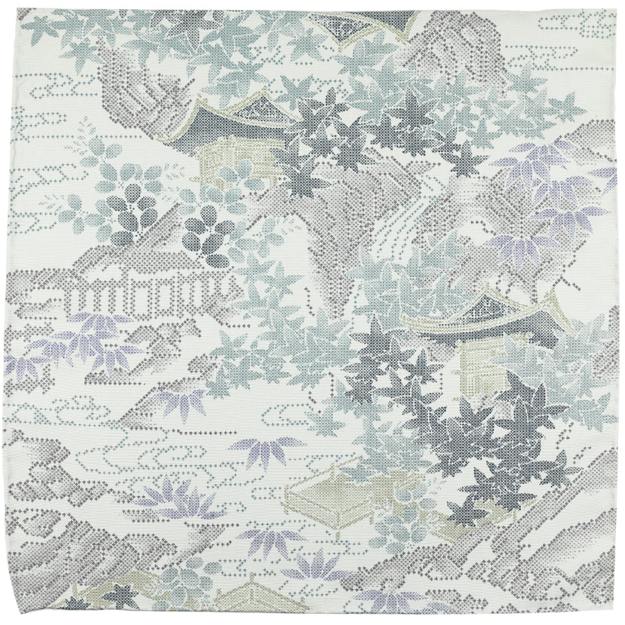 Vintage Kimono Silk Pocket Square - Light Grey