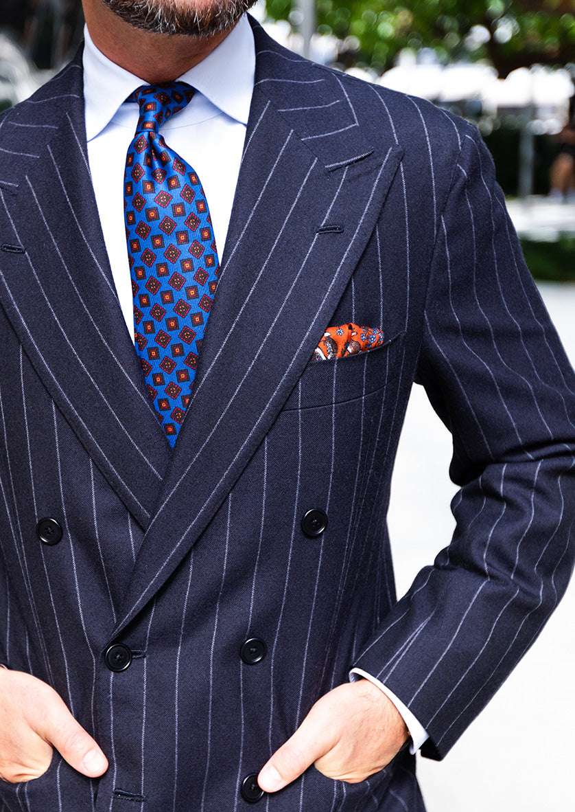 Ancient Madder Silk Tie - Madder Blue - Hand-Rolled