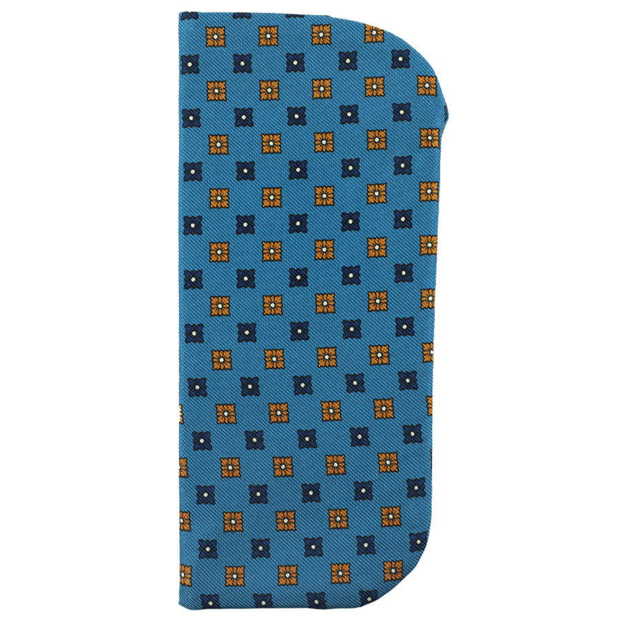 Floral Printed Silk Glasses Case - Air Force
