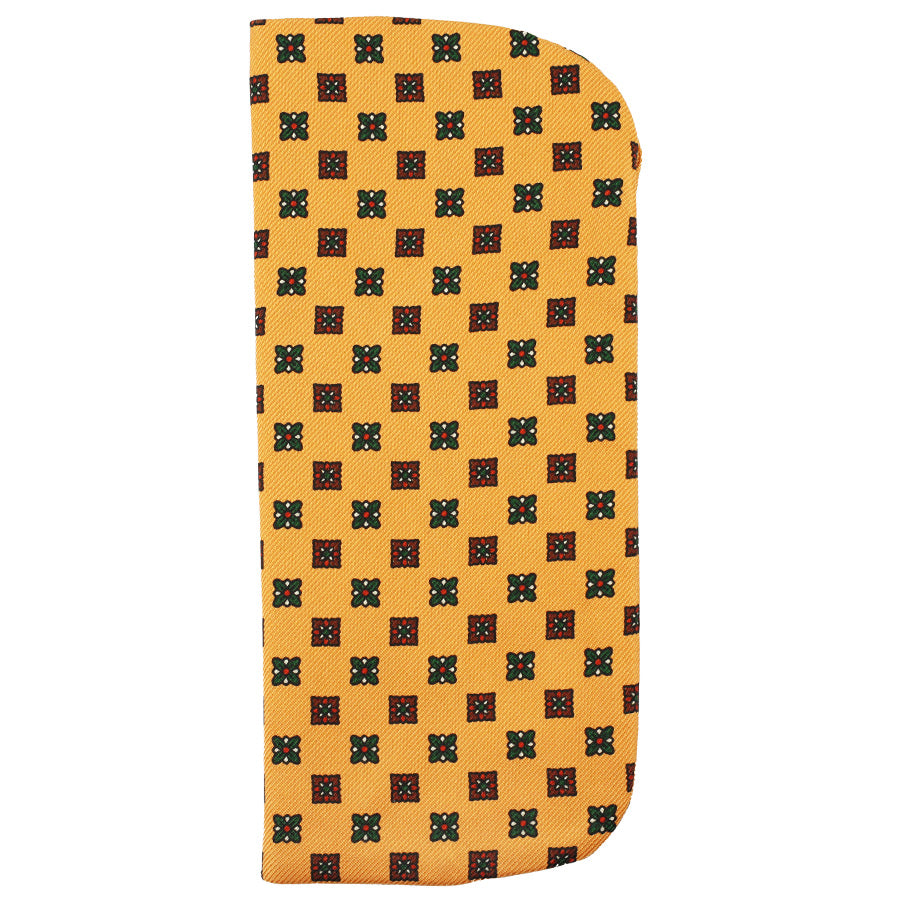 Floral Printed Silk Glasses Case - Honey