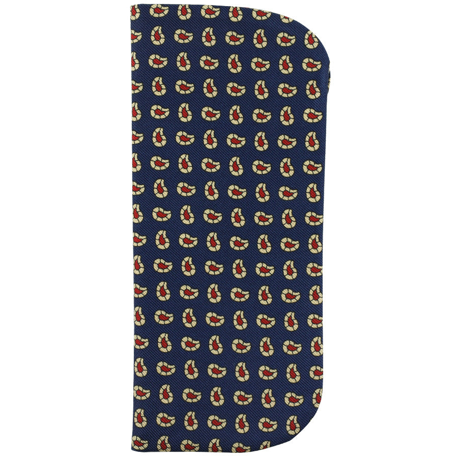 Geometrical Printed Silk Glasses Case - Navy