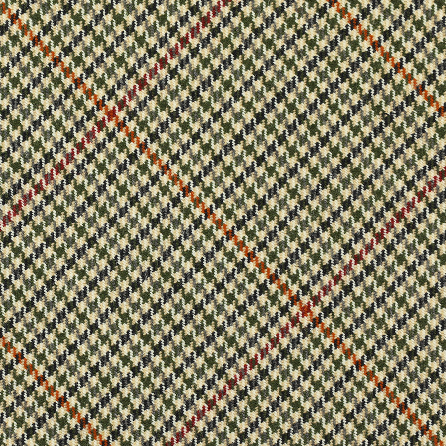 Abraham Moon Houndstooth Bespoke Wool Tie - Green