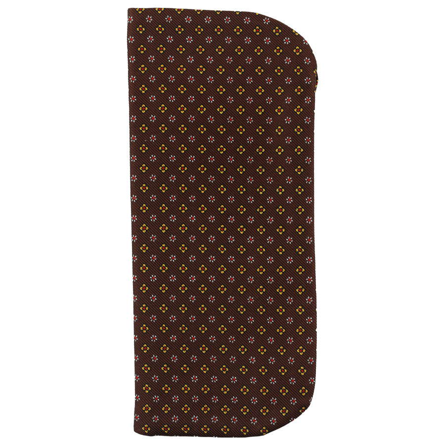 Floral Printed Silk Glasses Case - Brown II