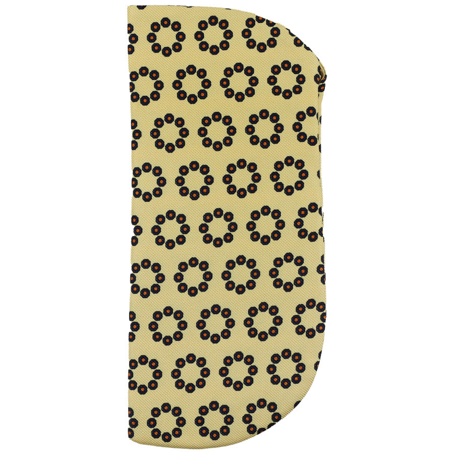 Geometrical Silk Printed Silk Glasses Case - Pale Yellow