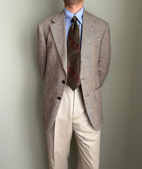 Repp Stripe Silk / Cotton Tie - Olive / Copper - Hand-Rolled
