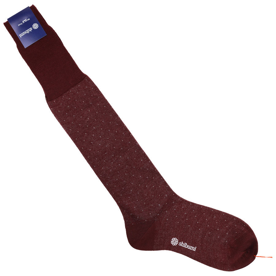 Knee Socks - Dots - Burgundy - Wool