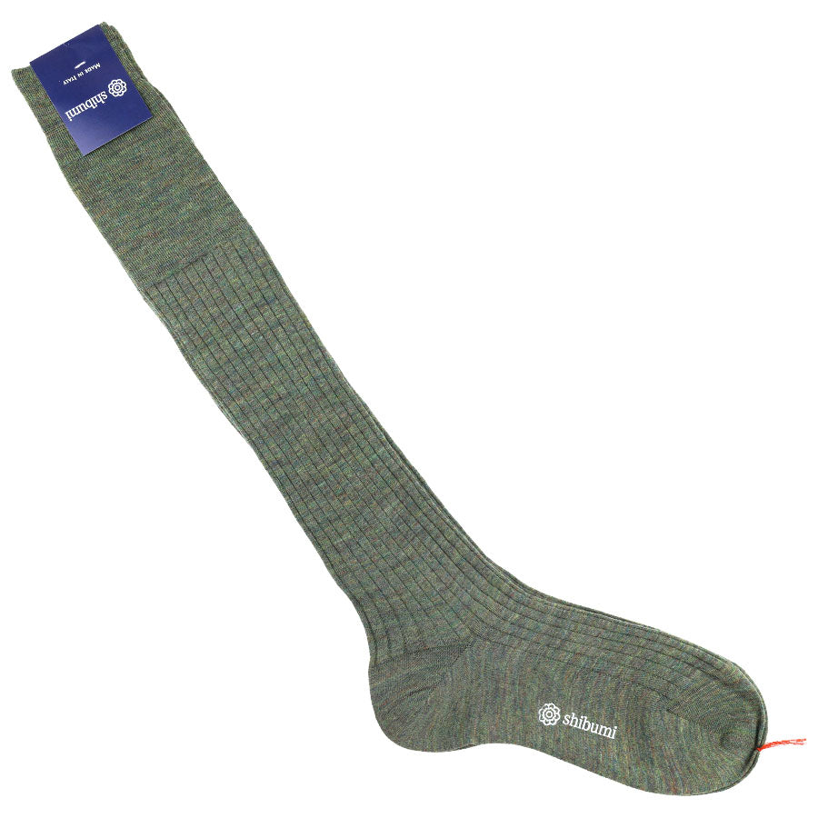 Knee Socks - Ribbed - Olive - Wool