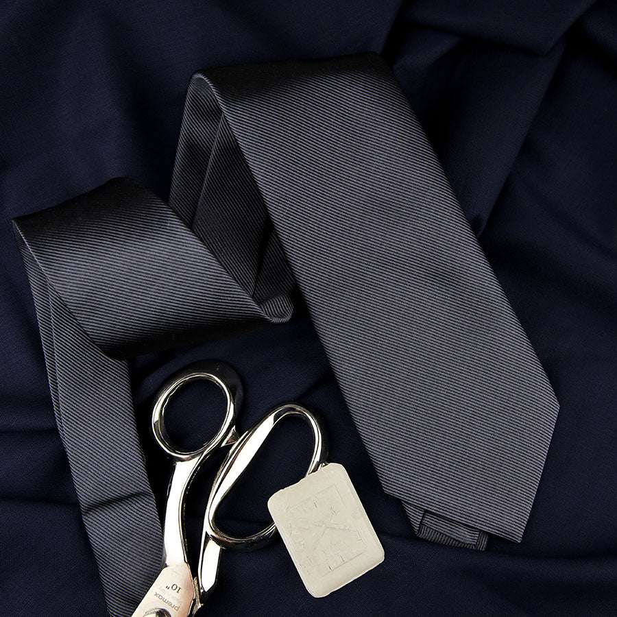 Plain Repp Bespoke Silk Tie - Grey
