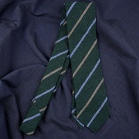 Striped Cashmere Bespoke Tie -  Bottle Green