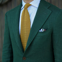 Zigzag Silk Knit Tie - Mustard