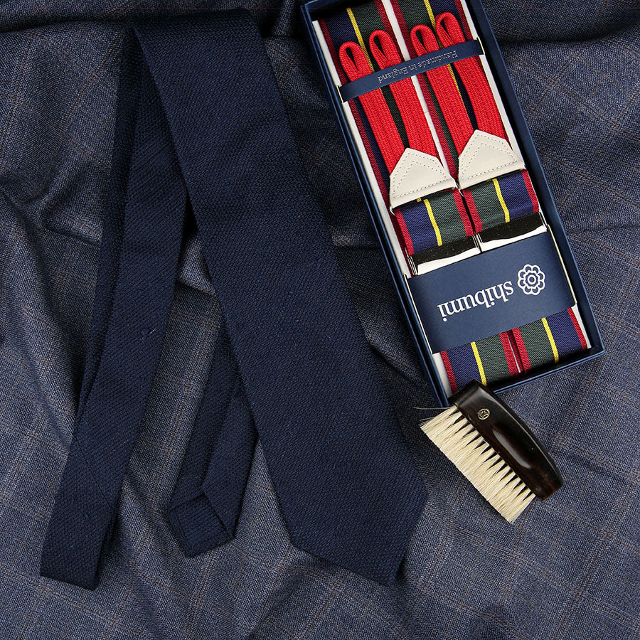 Plain Shantung Silk Bespoke Tie - Navy